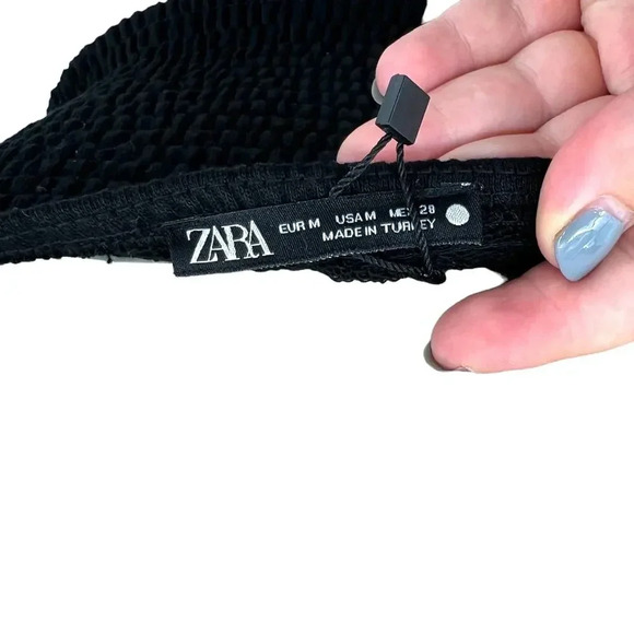 Zara Corset Tank Top Bralette Lace Up‎ Sweetheart Shirred Black Size Medium - Picture 8 of 11